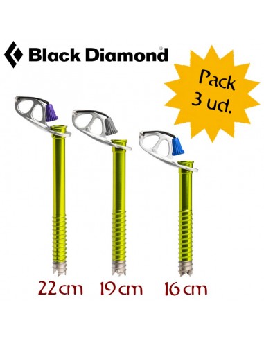 Pack de 3 tornillos ultralight ice screw de Black Diamond