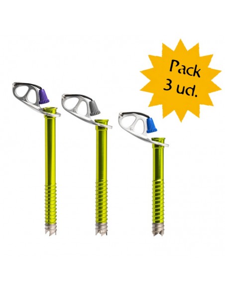 Pack de 3 tornillos ultralight ice screw de Black Diamond