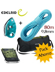 Pack Grigri + cuerda Edelrid Boa (80m) + bolsa liner