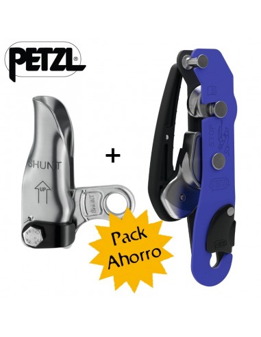 Pack descensor Petzl Stop y bloqueador shunt