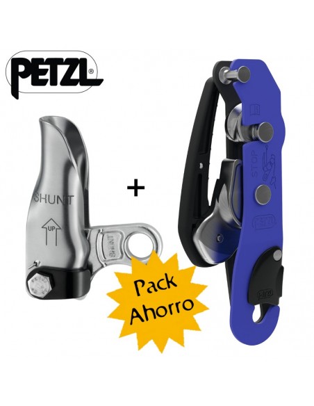 Pack descensor Petzl Stop y bloqueador shunt