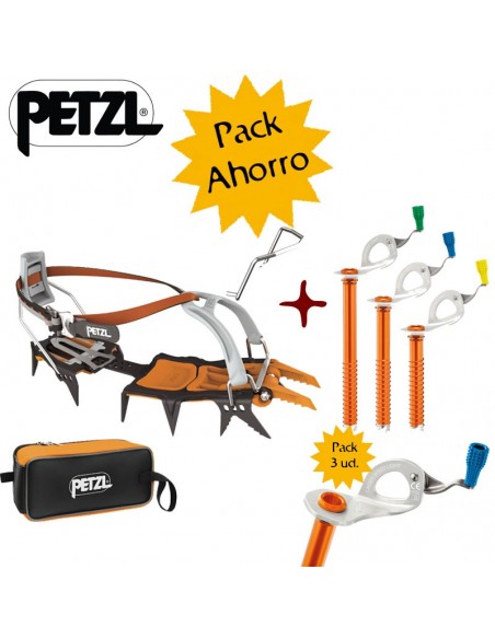 pack crampones lynx + 3 tornillos laser speed light - petzl