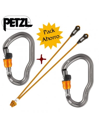 pack dual canyon club + 2 mosquetones vertigo wire-lock - petzl