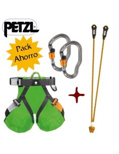 pack arnés canyon club + cabo de anclaje doble + 2 mosquetones - petzl