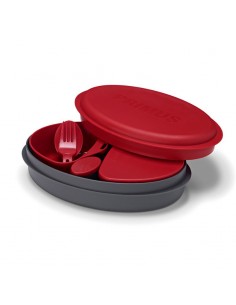 meal set red - fiambrera con 2 platos, vaso y cubiertos - primus 2