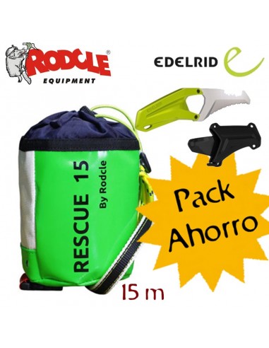 pack rescue - lanzadera 15m + cuchillo de rescate - rodcle/edelrid
