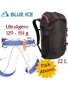 pack mochila squirrel 22l (black) + arnes ligero addax - blue ice