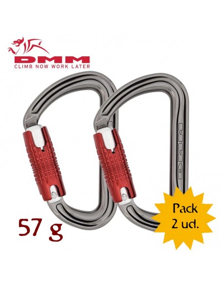 pack 2 shadow kwiklock (titanium/red) - mosquetón automático - dmm