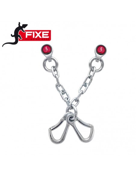 reunión de acero en v con anclajes r2 gym y 2 mosquetones draco key lock (d10mm) - fixe