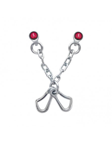 reunión de acero en v con anclajes r2 gym y 2 mosquetones draco key lock (d10mm) - fixe