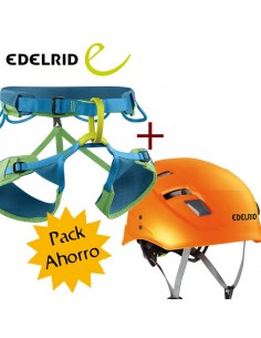 pack arnés jay iii (green-pepper) + casco zodiac - edelrid