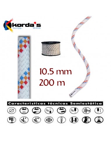 lluisa 10,5mm blanca (bobina 200m) - cuerda semiestatica con estability - korda's
