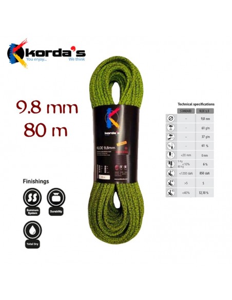 kloe 9,8 (80m) summum system - cuerda dinamica - korda's