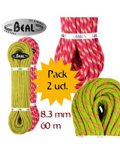 pack 2 legend 8,3 mm (60m) (verde-fucsia) - cuerdas dinámicas dobles para escalada - beal