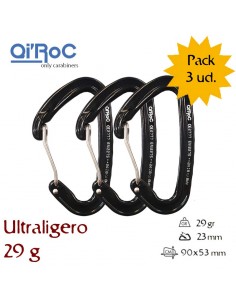 pack 3 wifi negro - mosquetón ultraligero gatillo alambre - qi'roc