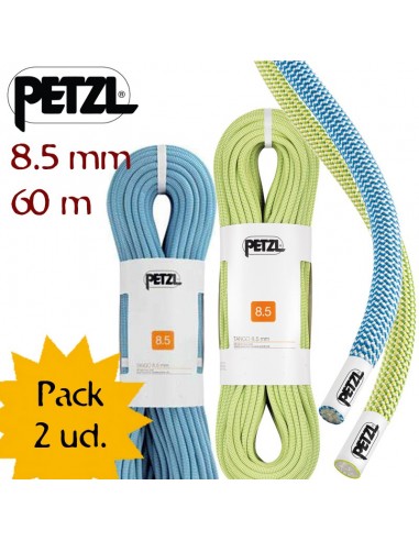 pack 2 cuerdas tango 8,5mm (60m) - cuerdas dobles para escalada de largos itinerarios - petzl