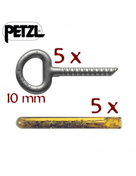 pack 5 collinox con ampoule - 5 conjuntos de anclaje químico collinox y cola - petzl