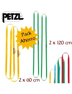 pack 2 anneau 60cm (amarillo) + 2 anneau 120 cm (verde) - anillos cosidos de poliéster - petzl