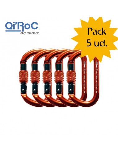 pack 5 karts rosca - mosquetón simétrico con seguro - qi'roc