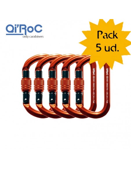 pack 5 karts rosca - mosquetón simétrico con seguro - qi'roc