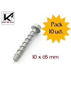 pack 10 tornillos autorroscantes cr-mo de 10 x 65 mm - kop de gas