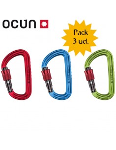pack 3 falcon screw (colores) - mosquetón rosca ligero - ocun