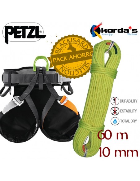 Pack arnés Canyon de Petzl + Cuerda Dana 10 (60m) de Korda\'s