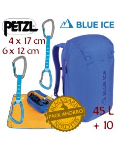 pack mochila octopus 45l + 10 cintas djinn axess (blue) (6 x 12 cm + 4 x 17cm) - blue ice/petzl