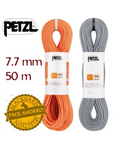 pack 2 cuerdas paso guide 7,7mm dry (50m) - cuerdas doble escalada en hielo - petzl