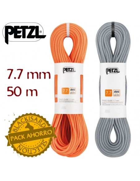 pack 2 cuerdas paso guide 7,7mm dry (50m) - cuerdas doble escalada en hielo - petzl