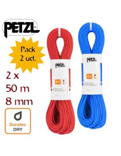 pack 2 rumba (50) duratec dry 8mm - cuerdas doble alpinismo - petzl