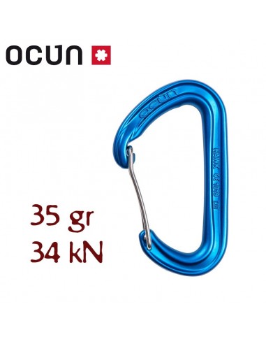 hawk wire azul - mosquetón alambre pequeño y ligero - ocun