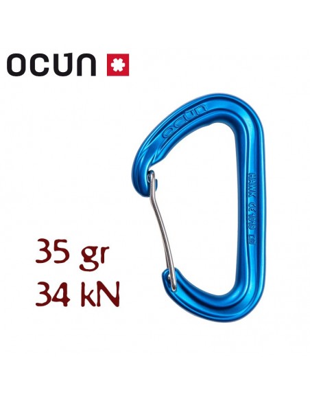 hawk wire azul - mosquetón alambre pequeño y ligero - ocun