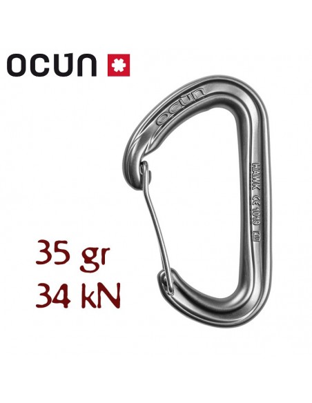 hawk wire gris - mosquetón alambre pequeño y ligero - ocun