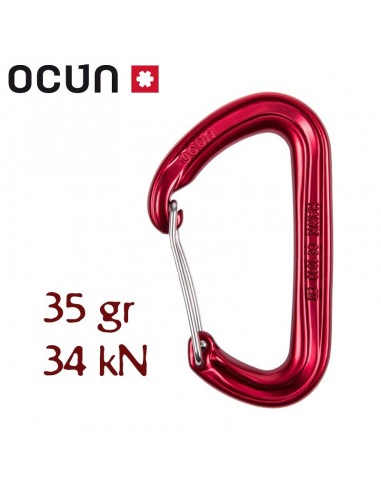 hawk wire rojo - mosquetón alambre pequeño y ligero - ocun