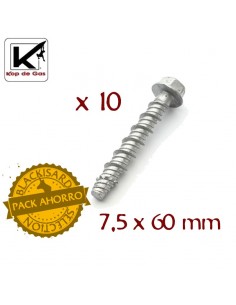 pack 10 tornillos autorroscantes cr-mo de 7,5 x 60 mm - kop de gas