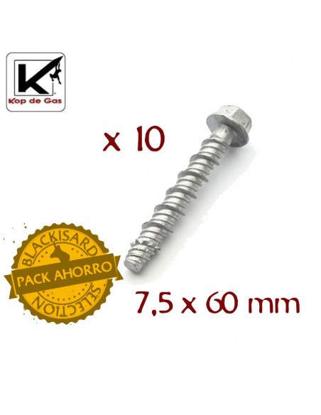 pack 10 tornillos autorroscantes cr-mo de 7,5 x 60 mm - kop de gas