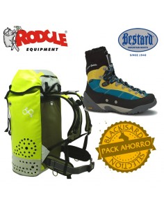 pack canyon guide lady + petate chichin verde - botas + petate barranquismo mujer - bestard / rodcle