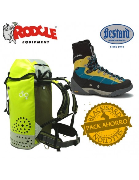 pack canyon guide lady + petate chichin verde - botas + petate barranquismo mujer - bestard / rodcle