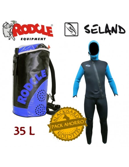 pack riolan + gorgonchon azul - traje de neopreno y petate barranquismo - seland / rodcle