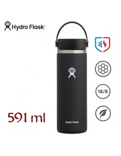 wide mouth with flex cap 20 oz (black) - termo doble pared acero inoxidable - hydroflask