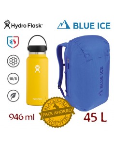 pack mochila octopus con termo hydroflask wide mouth with flex cap 32 oz (sunflower) - blue ice / hydroflask