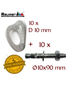 pack 10 plaquetas rock galvanizadas + 10 parabolts galvanizados - raumer