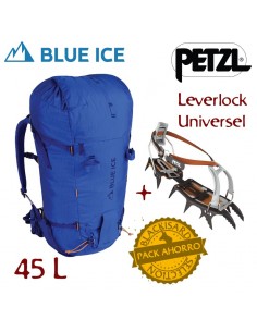 pack mochila warthog 45l (turkish blue) + crampones sarken - blue ice / petzl