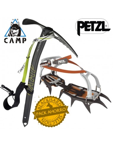 pack alpina + vasak flexlock - piolet y crampones de alpinismo clásico - camp / petzl