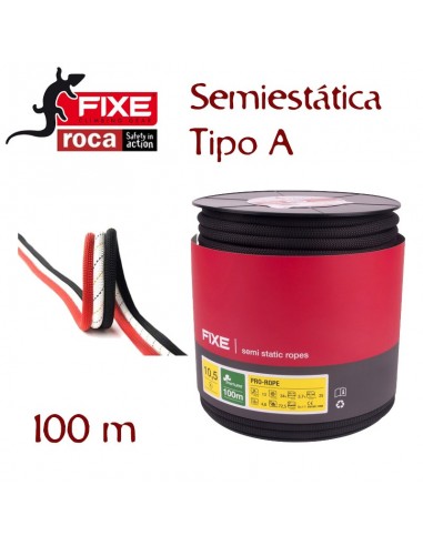 pro rope (negra) bobina 100m - cuerda semiestática para trabajos verticales - fixe/roca