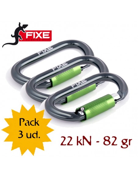 pack 3 symmetric automático 3p - mosquetón simétrico cierre 3 movimientos - fixe