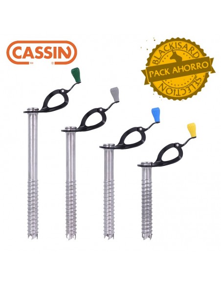 juego de 4 tornillos de hielo rocket (13/16/19/22 cm) - cassin