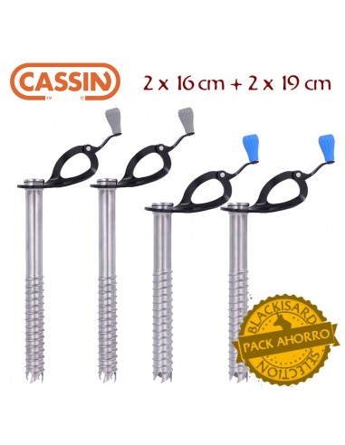 pack 4 tornillos de hielo rocket (2 x 16 cm + 2 x 19cm) - cassin