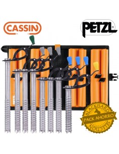 pack 8 tornillos de hielo rocket (1x13cm + 3x16cm + 3x19cm + 1x22cm) + bolsa octo - cassin / petzl